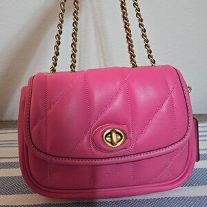 COACH CA086 - PILLOW MADISON SHOULDER BAG 18 WITH QUILTING BRASS/PETUNIA